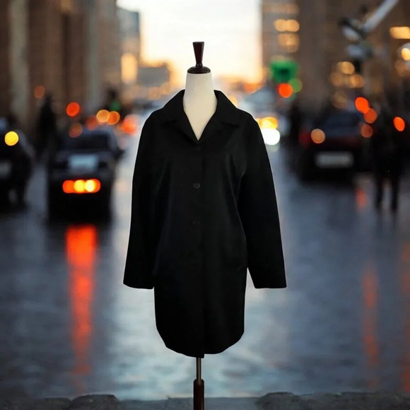 Weatherproof Womens Trench Coat Black Button Up Minimalist Capsule Wardrobe - Picture 10 of 10